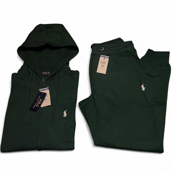 Polo by Ralph Lauren Green Unisex Fleece Jacket Hoodie Jogger Sets - Picture 1 of 1